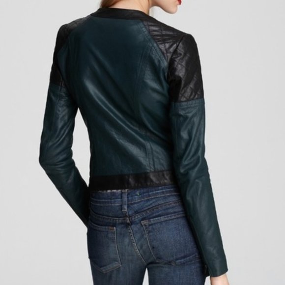 Theory Maisie Leather Moto Jacket Womens Sz Large - Picture 7 of 10